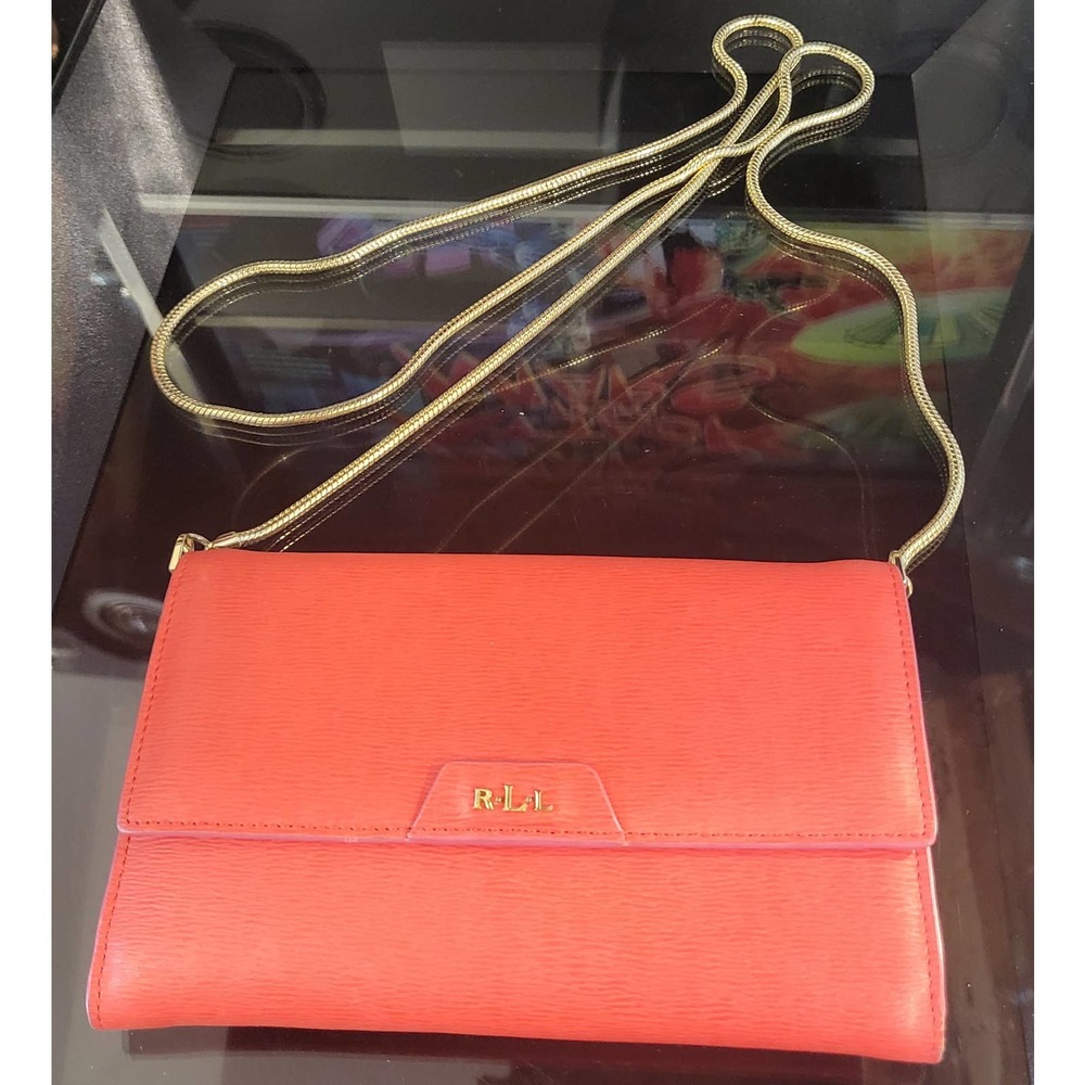 Ralph Lauren handbag crossbody purse Red orange